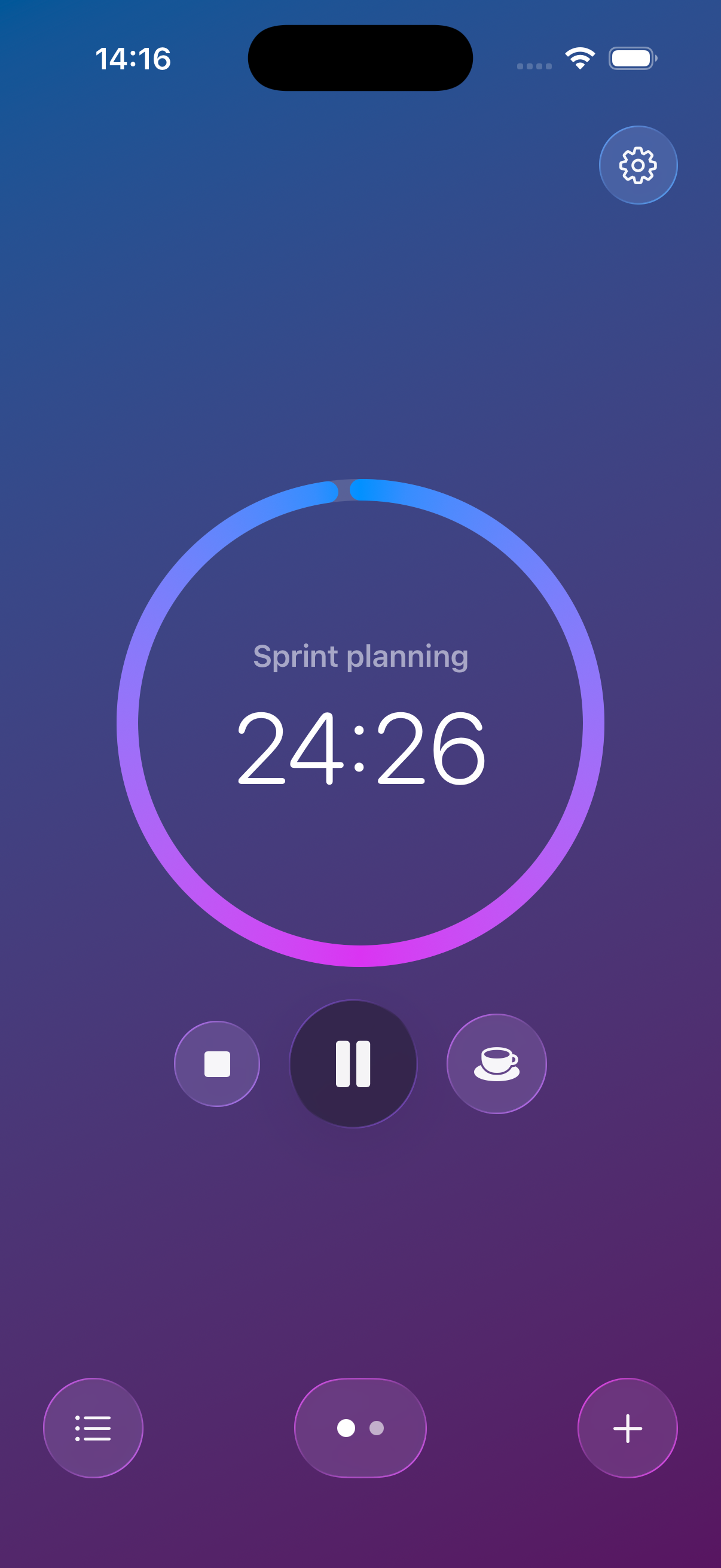Pomodorri app showing a focus timer